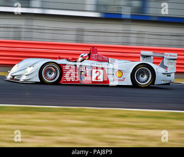 Travis Engen, Audi R8 LMP1, Maestri Endurance leggende, Silverstone Classic, luglio 2018, Silverstone, Northamptonshire, Inghilterra, il circuito da corsa, cjm-pho Foto Stock