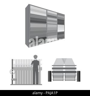 Industria tessile icone monocromatiche in set di raccolta per design.apparecchiature tessili e tessuti simbolo vettore illustrazione stock. Illustrazione Vettoriale