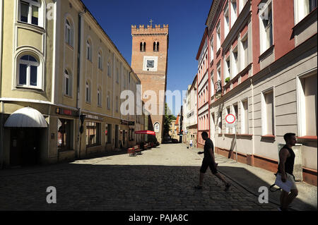 La torre pendente in Ząbkowice Śląskie,Piza Slesia, Ząbkowice Sląskie, Polska, Dolnośląskie, Dolny Sląsk, città vecchia, architettura storica, Foto Stock