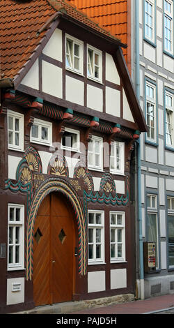 HAMELN, Germania - MARZO 07, 2009: dettagli di una casa nel centro di Hameln, in Germania Foto Stock