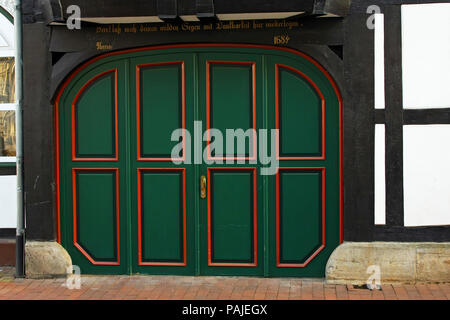 HAMELN, Germania - MARZO 07, 2009: dettagli di una casa nel centro di Hameln, in Germania Foto Stock