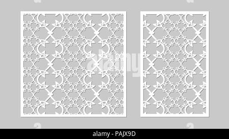 Illustrazione Vettoriale. Forma astratta. Pannello decorativo, le linee di taglio laser. pannello di legno. Illustrazione Vettoriale