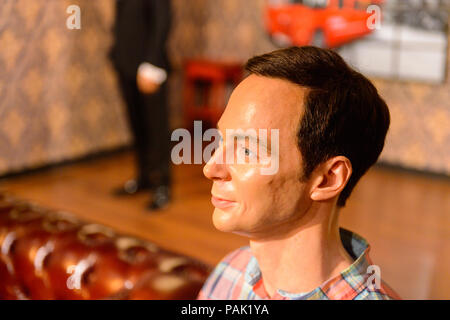 Pechino, Cina - 6 Aprile 2016: Jim Parsons come Sheldon Cooper a Pechino il museo delle cere di Madame Tussauds. Marie Tussaud è nata come Marie Grosholtz in 17 Foto Stock