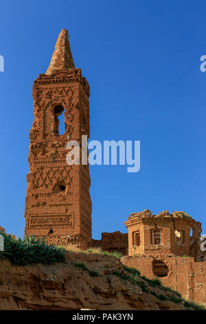 Rovine di Belchite in Catalogna, città distrutta nella Guerra Civile Spagnola e lasciato intatto come un memoriale per il conflitto. Foto Stock