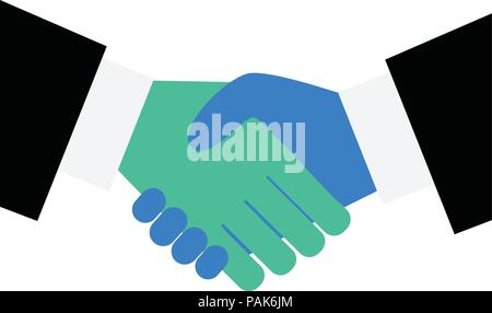 Icona di handshake. Che rappresenta un accordo di firmare un contratto o una transazione. Agitare le mani, accordo, buon affare, concetti di partenariato. Illustrazione Vettoriale