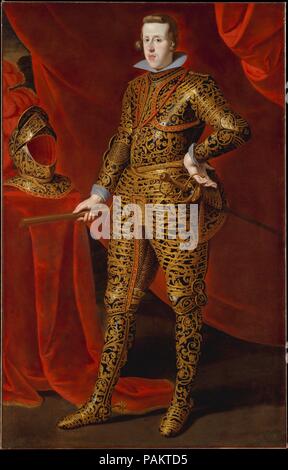 Filippo IV (1605-1665) in parata Armor. Artista: Gaspar de Crayer (fiammingo, 1584-1669). Dimensioni: 72 x 46 1/2 in. (182.9 x 118,1 cm). Data: ca. 1628. Gaspar de Crayer dipinto alcuni ritratti di Filippo IV, probabilmente commissionato dal Marqués de Leganés, che ha servito come Philip's emissario alla corte di Spagna a Bruxelles nel 1627-28. Qui il giovane re di Spagna è presentato in una magnificamente decorate cavalleria fiamminga armor. Egli detiene un comandante il testimone nella sua mano destra e indossa una pinza di ornati sul suo fianco sinistro. La composizione segue un modello in spagnolo La ritrattistica di raffigurante re in fi Foto Stock