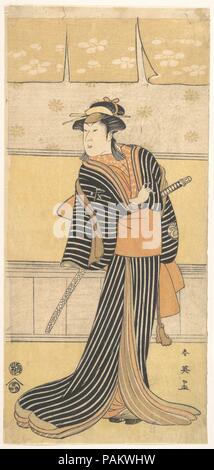 Attore non identificato (eventualmente Yoshizawa Ayame) come una donna con una spada. Artista: Katsukawa Shun'ei (giapponese, 1762-1819). Cultura: il Giappone. Dimensioni: H. 12 7/8 in. (32,7 cm); W. 6. (15,2 cm). Data: ca. 1793. Museo: Metropolitan Museum of Art di New York, Stati Uniti d'America. Foto Stock