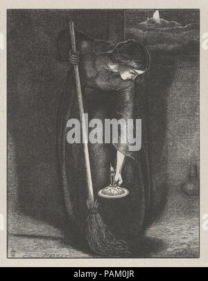 Il perso il pezzo di argento (parabole del nostro Signore e Salvatore Gesù Cristo). Artista: Dopo Sir John Everett Millais (British, Southampton 1829-1896 Londra). Dimensioni: Immagine: 5 1/2 x 4 5/16 in. (13,9 x 10,9 cm) foglio: 7 5/16 x 6 1/16 in. (18,6 x 15,4 cm). Incisore: Incisi e stampati da Dalziel fratelli (British, active 1839-1893). Data: 1864. Esso ha preso Millais sette anni per la progettazione di venti immagini ispirate dal Nuovo Testamento parabole per la Dalziel fratelli e le stampe sono considerati i pinnacoli di legno inciso illustrazione. L'artista ha scritto ai suoi editori, "posso fare ordinaria Foto Stock
