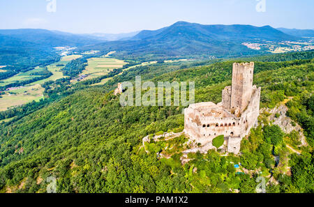 Ortenbourg e Ramstein castelli nelle montagne Vosges, Francia Foto Stock