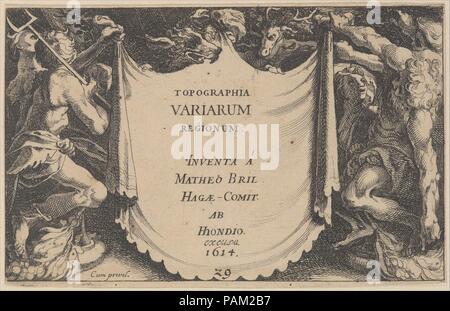 Titolo di topographia" Variarum Regionum. Artista: Dopo Matthijs Bril il Giovane (Netherlandish, Anversa 1550-1583 Roma); Simon Wynhoutsz Frisius (Netherlandish, Harlingen ca. 1580-ca. 1628 L'Aia). Dimensioni: foglio: 3 3/4 x 6 in. (9,6 x 15,3 cm). Editore: pubblicato da Hendrick Hondius I (Netherlandish, Duffel 1573-1650 Amsterdam). Data: 1614. Museo: Metropolitan Museum of Art di New York, Stati Uniti d'America. Foto Stock