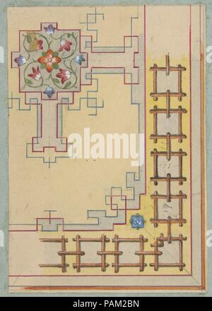 Progettazione parziale per il soffitto decorato con motivi cinesi. Artista: Jules-Edmond-Charles Lachaise (francese, morto 1897); Eugène-Pierre Gourdet (francese nato a Parigi, 1820-1889). Dimensioni: complessivo: 9 7/8 x 8 in. (25,1 x 20,3 cm) immagine: 5 1/2 x 3 13/16 in. (13,9 x 9,7 cm). Data: 1830-97. Museo: Metropolitan Museum of Art di New York, Stati Uniti d'America. Foto Stock