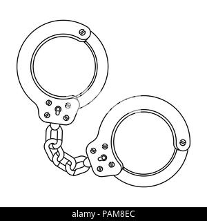 Manette in metallo per fermare i criminali. Corredo di un poliziotto.prigione unica icona in stile struttura simbolo vettore stock web illustrazioni. Illustrazione Vettoriale