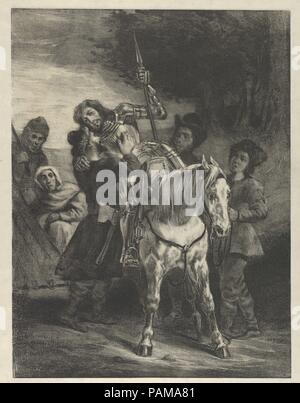 Il ferito Goetz presi dagli zingari. Artista: Eugène Delacroix (francese, Charenton-Saint-Maurice 1798 - 1863 Parigi). Dimensioni: 11 15/16 x 9 1/16 in. (30,4 x 23 cm). Serie/Portfolio: Goethe, Goetz von Berlichingen, atto 5, Scena 6. Data: 1836-43. Museo: Metropolitan Museum of Art di New York, Stati Uniti d'America. Foto Stock