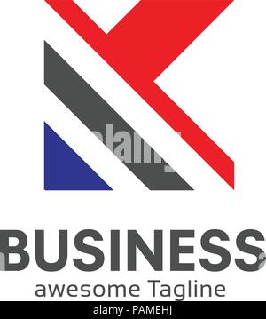 La lettera K logo design semplice modello business corporate. lettera k logo forma quadrata Illustrazione Vettoriale