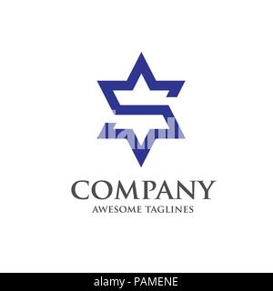 Lettera S logo vettoriale simbolo come a forma di stella. creative lettera S logo a stella Illustrazione Vettoriale