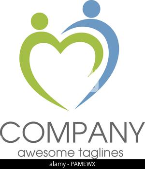 Cura di persone logo, carità , il logo della famiglia, l amore umano e il simbolo Mano modello di logo Illustrazione Vettoriale