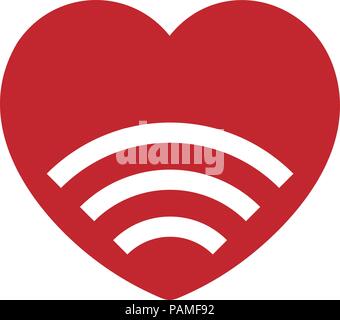 Segnale icona amore ,l'amore logo WiFi vettore, amore WiFi logo di zona Illustrazione Vettoriale