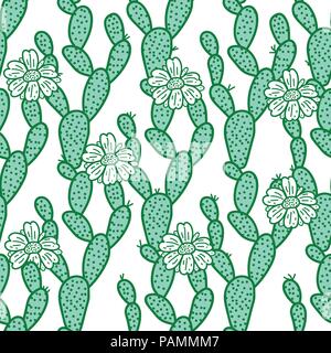 Disegno a mano di una lunga cactus è un modello senza giunture. Illustrazione Vettoriale cactus isolato su sfondo bianco. Illustrazione Vettoriale