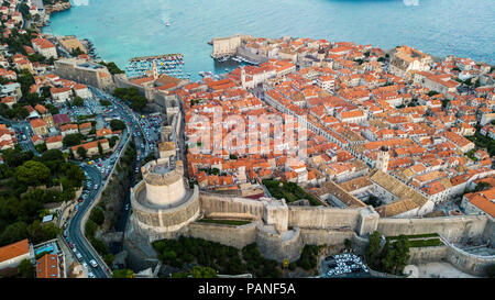 Torre Minčeta, mura della Città Vecchia di Dubrovnik, Croazia Foto Stock