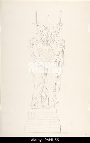 Design per un candelabro. Artista: Anonimo, francese del XVIII secolo. Dimensioni: 9 1/2 x 14 7/16 in. (24,1 x 36,6 cm). Data: ca. 1770-90. Museo: Metropolitan Museum of Art di New York, Stati Uniti d'America. Foto Stock