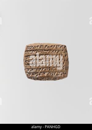 Tavoletta cuneiforme: saldo. Cultura: Vecchia assiro colonia di trading. Dimensioni: 3,7 x 4,5 x 1,4 cm (1 1/2 x 1 3/4 x 1/2 in.). Data: ca. 20th del XIX secolo A.C. Museo: Metropolitan Museum of Art di New York, Stati Uniti d'America. Foto Stock