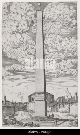 L'Obelisco Vaticano. Artista: Anonimo, italiano del XVI secolo. Dimensioni: foglio: 19 11/16 x 11 7/8 in. (50 x 30,2 cm). Serie/Portfolio: Speculum Romanae Magnificentiae". Data: XVI secolo. Pubblicato come parte di Antonio Lafreri's Speculum Romanae Magnificentiae" (Lo specchio della magnificenza romana). È probabile che gli individui che hanno acquistato le stampe dal Lafreri rese proprie selezioni e li aveva legato. Per una storia della pubblicazione dello specolo stampe, vedere Peter Parshall, 'Antonio Lafreri's Speculum Romanae Magnificentiae",' Stampa trimestrale, 2001 (1-28). Museo: Metropolitan Museu Foto Stock