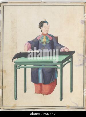 Musicista giocando Guqin (?? ). Cultura: Cinese. Dimensioni: complessivo: 43,2 x 35,6 x 1.3cm (17 x 14 x 1/2in.). Data: fine del XVIII secolo. Museo: Metropolitan Museum of Art di New York, Stati Uniti d'America. Foto Stock