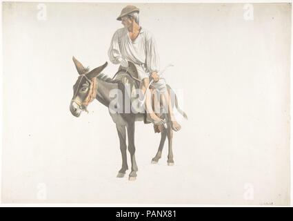 Contadino su un asino. Artista: Giovanni Battista ("Titta') Lusieri (Italiano, Roma 1754-1821 Atene). Dimensioni: 13-7/16 x 17-1/8 in. (34,1 x 43,5 cm). Data: ca. 1783-87. Museo: Metropolitan Museum of Art di New York, Stati Uniti d'America. Foto Stock