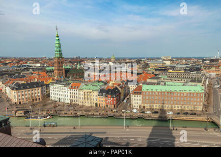 Copenhagen vista aerea dello skyline della città, Copenhagen DANIMARCA Foto Stock
