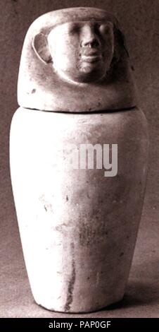 Vaso canopi con umana capo-coperchio (Imsety). Dynasty: Dynasty 18. Data: ca. 1550-1295 A.C. Museo: Metropolitan Museum of Art di New York, Stati Uniti d'America. Foto Stock
