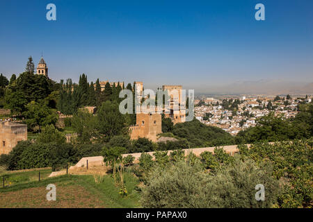 Alhambra di Granada. Palazzo e fortezza costruita dai Mori. Patrimonio mondiale dell'UNESCO, Spagna. Arte islamica, Nasrid dynasty. Foto Stock