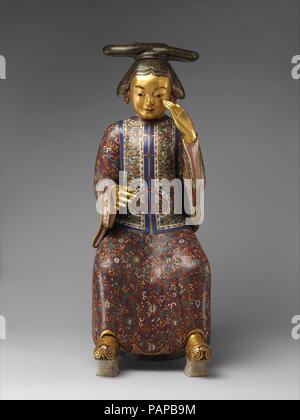 Figura seduta (uno di una coppia). Cultura: la Cina. Dimensioni: H. 36 a. (91,4 cm); W. 13 a. (33 cm); D. 17 1/2 in. (44,5 cm). Museo: Metropolitan Museum of Art di New York, Stati Uniti d'America. Foto Stock