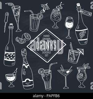 Bevande doodle impostato Illustrazione Vettoriale