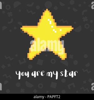 Vector pixel art star Illustrazione Vettoriale