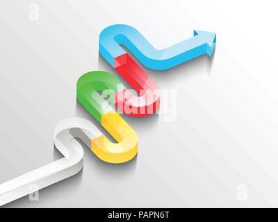 Tratto di strada percorso modello infografico con una struttura graduale. Strada tortuosa timeline. Elegante 3D serpentina in forma di frecce a. EPS vettoriali 10 Illustrazione Vettoriale