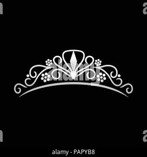 Bellezza argento Tiara corona simbolo Vector Graphic Logo Design Illustrazione Vettoriale