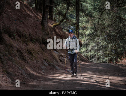 Il Nepal, Solo Khumbu, Everest, Sagamartha National Park, alpinista escursionismo zaino wwith Foto Stock