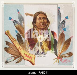 Il riscontro, Apache, dall'American Indian Chiefs serie (N36) per Allen & Ginter sigarette. Dimensioni: foglio: 2 7/8 x 3 1/4 in. (7,3 x 8,3 cm). Editore: Rilasciato da Allen & Ginter (American, Richmond, Virginia). Data: 1888. Scambio di carte dal 'American Indian Chiefs' serie (N36), rilasciato nel 1888 in un set di 50 schede per promuovere Allen & Ginter marca di sigarette. La serie N36 riproduce le carte da N2 in una dimensione più grande. Museo: Metropolitan Museum of Art di New York, Stati Uniti d'America. Foto Stock