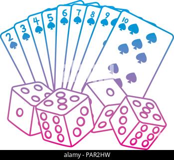 Linea degradate picche carte da poker e il gioco di dadi Illustrazione Vettoriale