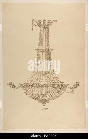 Design per un lampadario a bracci. Artista: Anonimo, francese del XIX secolo. Dimensioni: foglio: 15 5/8 x 10 5/16 in. (39,7 x 26,2 cm). Data: del XIX secolo. Museo: Metropolitan Museum of Art di New York, Stati Uniti d'America. Foto Stock