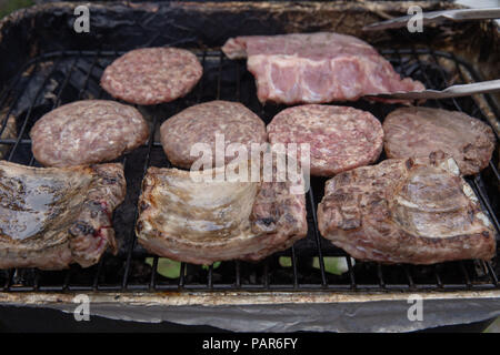 I diversi tipi di carne cotti alla griglia Foto Stock