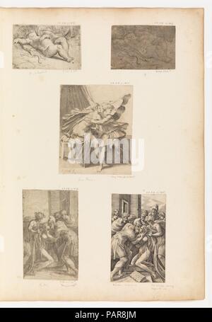 Amorino dormiente. Artista: Parmigianino (Girolamo Francesco Maria Mazzola) (italiano, Parma 1503-1540 Casalmaggiore). Data: ca. 1524-30. In Mariette Album, folio 13, in alto a sinistra. Museo: Metropolitan Museum of Art di New York, Stati Uniti d'America. Foto Stock