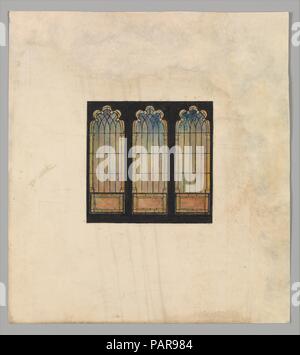 Design per tre finestre. Artista: Louis Comfort Tiffany (American, New York 1848-1933 New York). Cultura: American. Dimensioni: complessivo: 14 15/16 x 13 1/2 in. (37,9 x 34,3 cm) Design: 5 13/16 x 6 in. (14,8 x 15,2 cm). Autore: Possibilmente vetro Tiffany e azienda di decorazione (American, 1892-1902); eventualmente Tiffany Studios (1902-32); eventualmente vetro Tiffany Company (1885-92). Data: fine XIX-inizio XX secolo. Museo: Metropolitan Museum of Art di New York, Stati Uniti d'America. Foto Stock