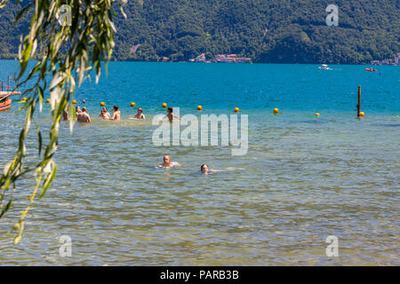 Lido di Lugano, Lago di Lugano, Ticino, Svizzera, Europa Foto Stock