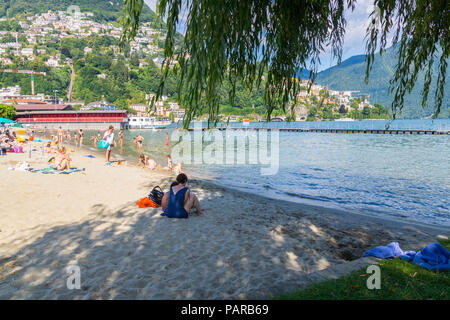 Lido di Lugano, Lago di Lugano, Ticino, Svizzera, Europa Foto Stock