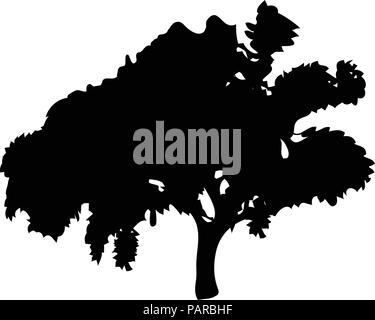 Silhouette nera della struttura fogliare isolati su sfondo bianco . Illustrazione Vettoriale, icona, segno, modello per il design. Illustrazione Vettoriale