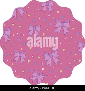 Decorativo telaio circolare con stelle e archi pattern su sfondo bianco, illustrazione vettoriale Illustrazione Vettoriale
