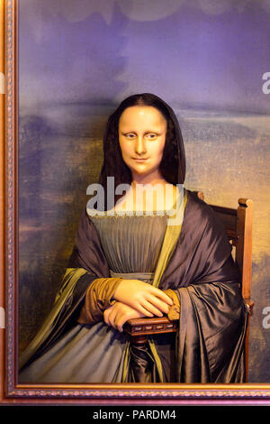 AMSTERDAM, PAESI BASSI - Ott 26, 2016: Leonardo la Mona Lisa di Leonardo Da Vinci, il museo delle cere di Madame Tussauds di Amsterdam. Una popolare attrazione turistica Foto Stock
