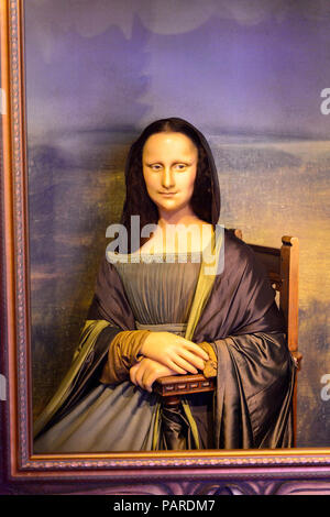 AMSTERDAM, PAESI BASSI - Ott 26, 2016: Leonardo la Mona Lisa di Leonardo Da Vinci, il museo delle cere di Madame Tussauds di Amsterdam. Una popolare attrazione turistica Foto Stock