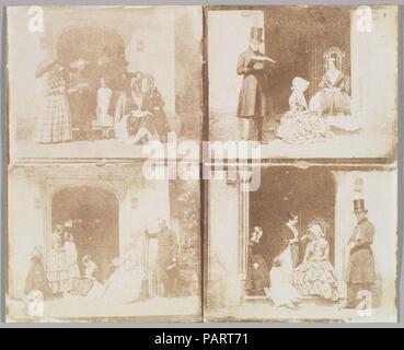 [Foglio di contatto di quattro ritratti di gruppo in una porta]. Artista: Calvert Richard Jones (British, Swansea, Galles 1802-1877 Bagno, Inghilterra). Dimensioni: Immagine: 7 3/16 in. × 9 a. (18,2 × 22,8 cm) foglio: 7 3/8 x 9 1/8 in. (18,7 × 23,1 cm). Data: ca. 1850. Museo: Metropolitan Museum of Art di New York, Stati Uniti d'America. Foto Stock